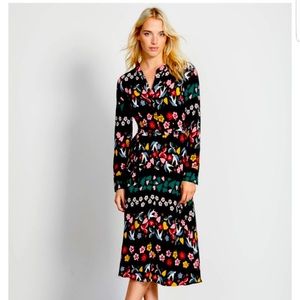 Boden Jessica shirt dress folklore black. Worn only once. Size 8 midi dress.